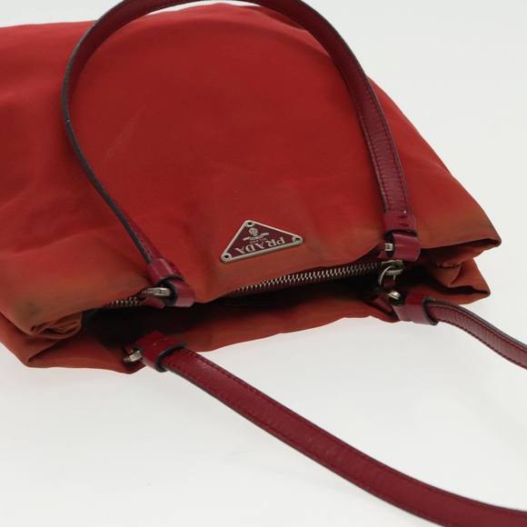 PRADA Hand Bag Nylon Red Silver Auth 95372 - Picture 6 of 16